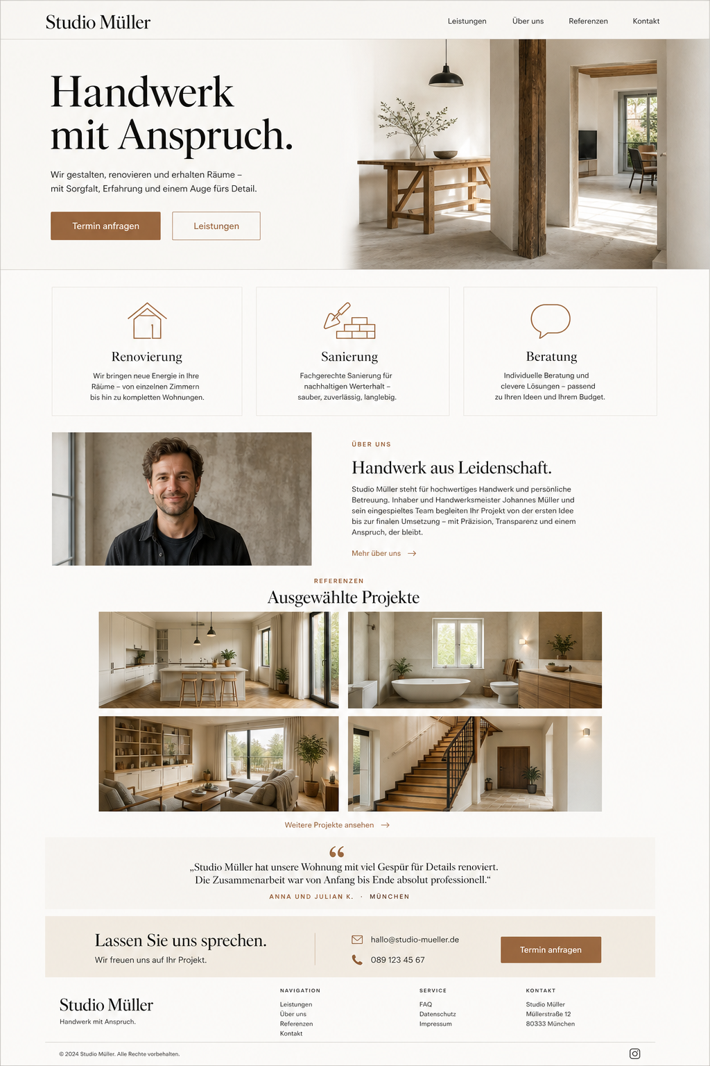 Beispiel Website Desktop